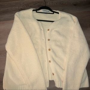 Pale Yellow Fuzzy Cardigan